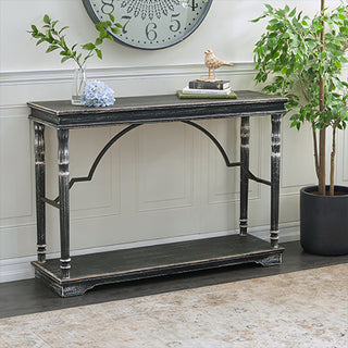 Distressed Black Wooden Console Table