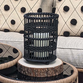 Black Woven Rattan and Bamboo Candle Lantern, Pick Your Style