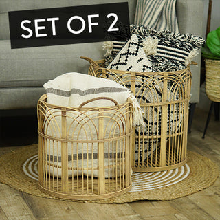 Open Weave Bamboo Baskets, Set of 2