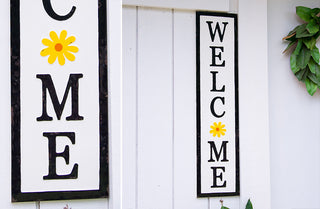 Embossed Metal Daisy Welcome Sign
