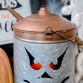 Oil Can Jack-O-Lantern with Copper Lid