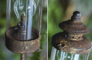 Distressed Metal Garden Stake LED Lantern