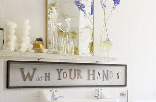 HUGE Wooden Framed Wash Your Hands Sign