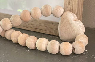 LONG Chunky Wooden Bead Heart Garland