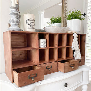 Wooden Cubby Organizer with Drawers