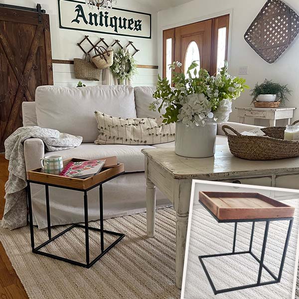 Wooden Top Sofa Side Table Decor Steals - Main Image