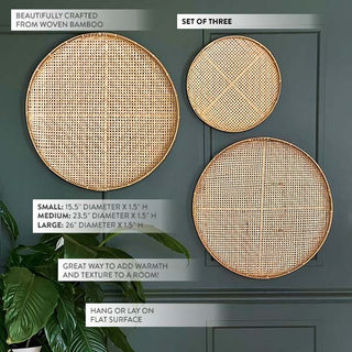 Open Weave Bamboo Trays, Set of 3