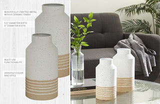 Speckled Metal Vases, Set of 2