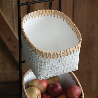 41.5 Inch Tall Three Tier Cane Basket Stand