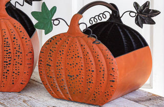 Metal Pumpkin Baskets, Set of 2