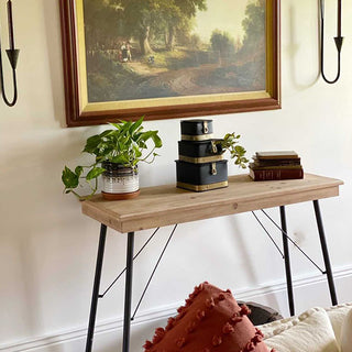 Modern Farmhouse Wood and Metal Console Table