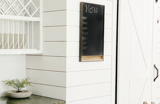 Rustic Chalkboard with Wooden Cubby