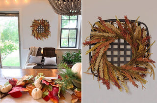 Fall Wreath with Tobacco Basket