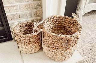 Handwoven Two-Toned Seagrass Baskets, Set of 2