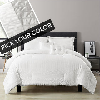 Farmhouse Seersucker Bedding, Pick Your Color