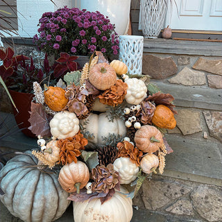 Fall Pumpkin and Pinecone Wreath