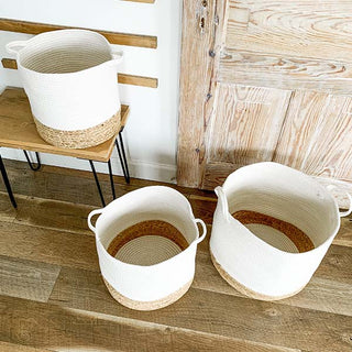 Two-Toned Water Hyacinth Storage Baskets, Set of 3