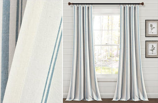 Farmhouse Stripe Yarn Dyed Cotton Window Curtain Panel Set, Pick Your Color