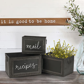 Metal Cubby Box with Handles  Set of 3