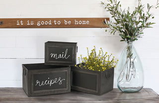Metal Cubby Box with Handles  Set of 3