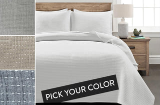 Yarn-Dyed Cotton 3 Piece Bedding, Pick Your Color