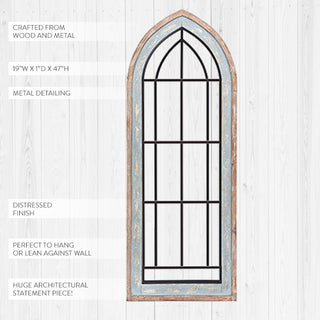 Distressed Wooden Frame Cathedral Window