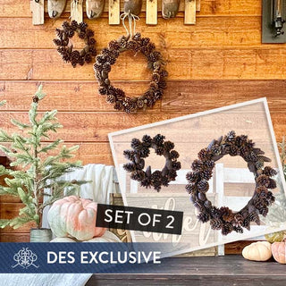 Layered Pinecone Wreaths, Set of 2