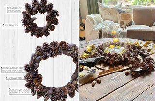 Layered Pinecone Wreaths, Set of 2