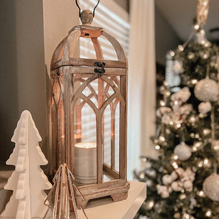 Cathedral Arched Wooden Candle Lantern