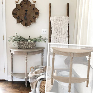 Half Round Wood Taupe Console Table