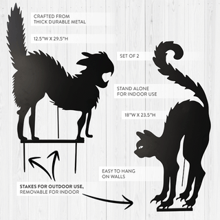 Spooky Black Cat Silhouette Yard Stakes, Set of 2