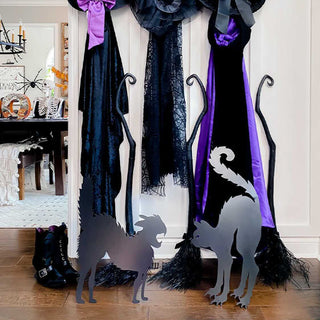 Spooky Black Cat Silhouette Yard Stakes, Set of 2