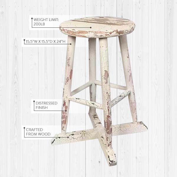 Whitewashed Distressed Stool Riser - Decor Steals