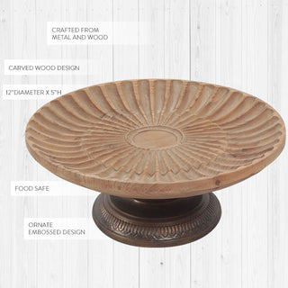 Carved Wooden Cake Stand Riser