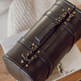 Vintage Inspired Leather Trim Suitcase Trunk