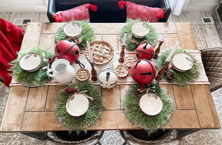 Red Trim Cotton Christmas Table Runner