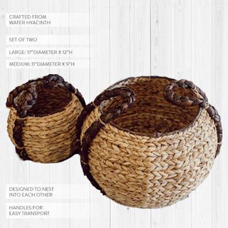 Round Handwoven Seagrass Round Handled Baskets