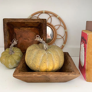 Square Wooden Dough Bowls, Set of 2