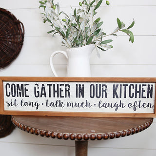 Wood Framed "Come Gather In Our Kitchen" Sign