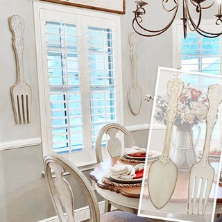 HUGE Distressed Fork and Spoon Wall Decor Set
