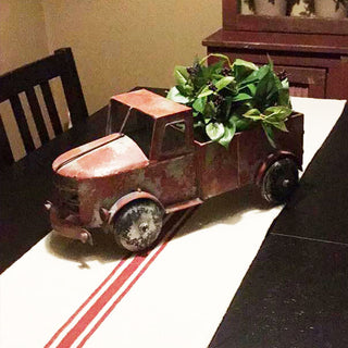 Distressed Metal Antique Finish Red Truck
