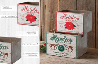Vintage Inspired Wooden Holiday Crates, Set of 2