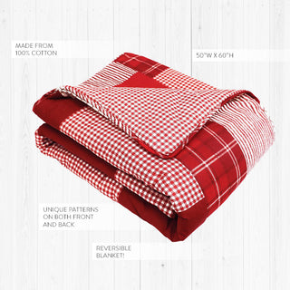 Reversible Red Plaid Quilt Inspired Throw Blanket