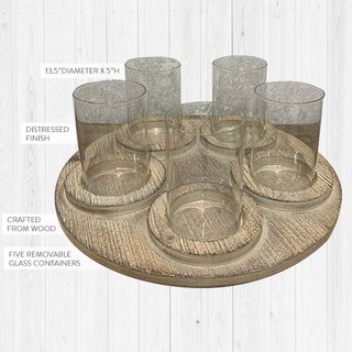 Wooden Candle Holder Display Tray