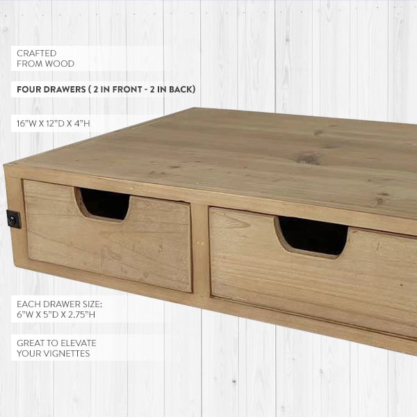 Wooden Storage Riser with Drawers - Decor Steals