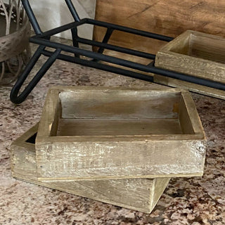 Artisanal Wood Serving Tray with Three Removable Cubbies