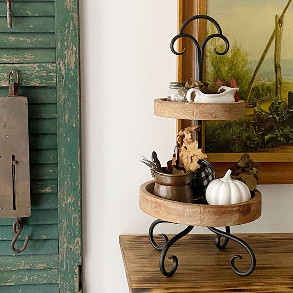 Two-Tier Metal Scroll Stand - Decor Steals