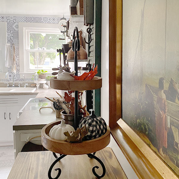 Two-Tier Metal Scroll Stand - Decor Steals