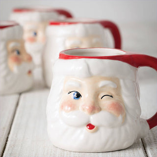 Vintage Inspired Santa Mugs, Set of 4