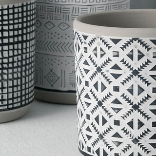 Textured Design Cement Planter Pots, Set of 3